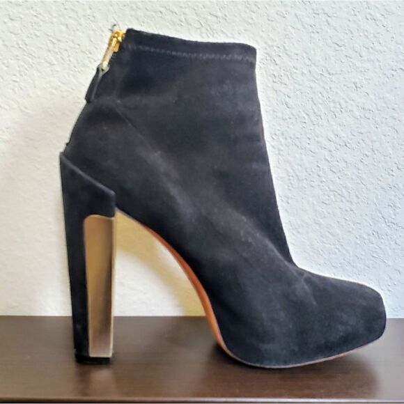 Brian Atwood suede black heeled boots 9 - Picture 2 of 9